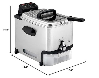Ultimate Steel Deep Fryer with Basket 3.5 Liter Oil and 2.6 Pound Food Capacity