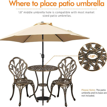 Patio Bistro Sets 3 Piece Cast Aluminum Bistro Table