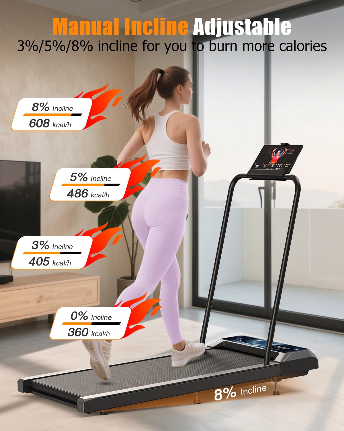 HCOIW Walking Treadmill Pad with Incline - 2 in 1 Portable