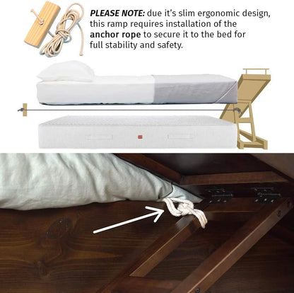 Dog Ramp for Beds - Adjustable up to 37" High Beds with Low Incline, Safety Rails & Anti-Slip Grip, for Small Dogs up to 50lbs - Solid Hardwood, Made in North America