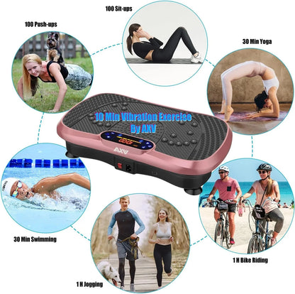 Vibration Plate Fitness Platform Exercise Machine Vibrating Lymphatic Drainage Shaking Full Body Shaker Workout Vibrate Stand Shake Board Sport Gym for Weight Loss Fat Burner for Women Men