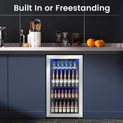 Mini Fridge 130 Can Beverage Refrigerator Cooler, 3.2 Cu.Ft Drink Fridge for Soda Wine Beer, Adjustable Temperature Control for Home Office, Black