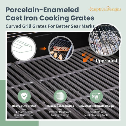 Captiva Designs 4-Burner Gas Grill, Side Burner, 42,000 BTU, Stainless