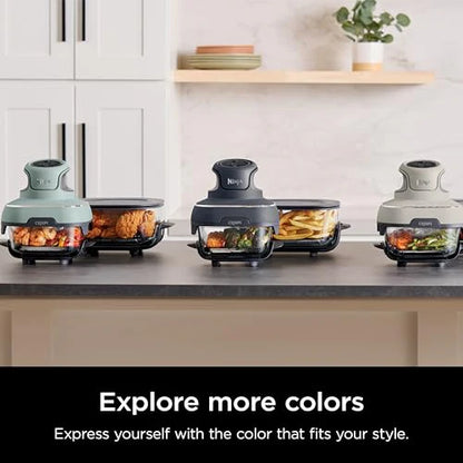 Ninja Crispi 4 in 1 Portable Glass Air Fryer Cooking System, 4QT & 6 Cup Glass Containers with Storage Lids, Easy Meals, Microwave, Freezer & Dishwasher Safe, Air Fry, Bake & More, Cyberspace, FN101GY : Home & Kitchen