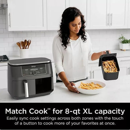 Ninja Foodi AD150, 8 Quart, 6 in 1 DualZone Air Fryer, 2 Basket, Smart Finish & Match Cook, Air Fry, Roast, Bake, Reheat, Dehydrate, Dishwasher Safe, Family Size, Black : Home & Kitchen