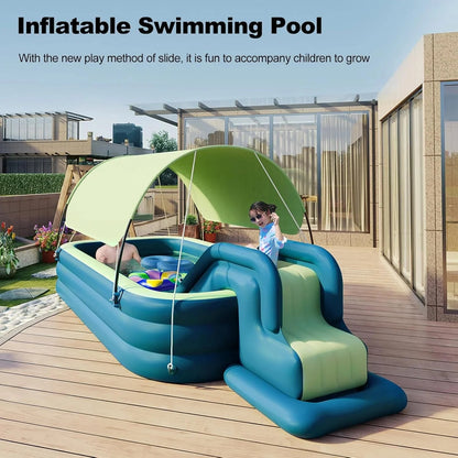Ergocar Inflatable Swimming Pool with Water Slide, Inflatable Slide Water Pool with Awning, Inflatable Mega Bouncy Castle Water Park, Swim Centre Pools for Backyard, Garden, Summer Water Party