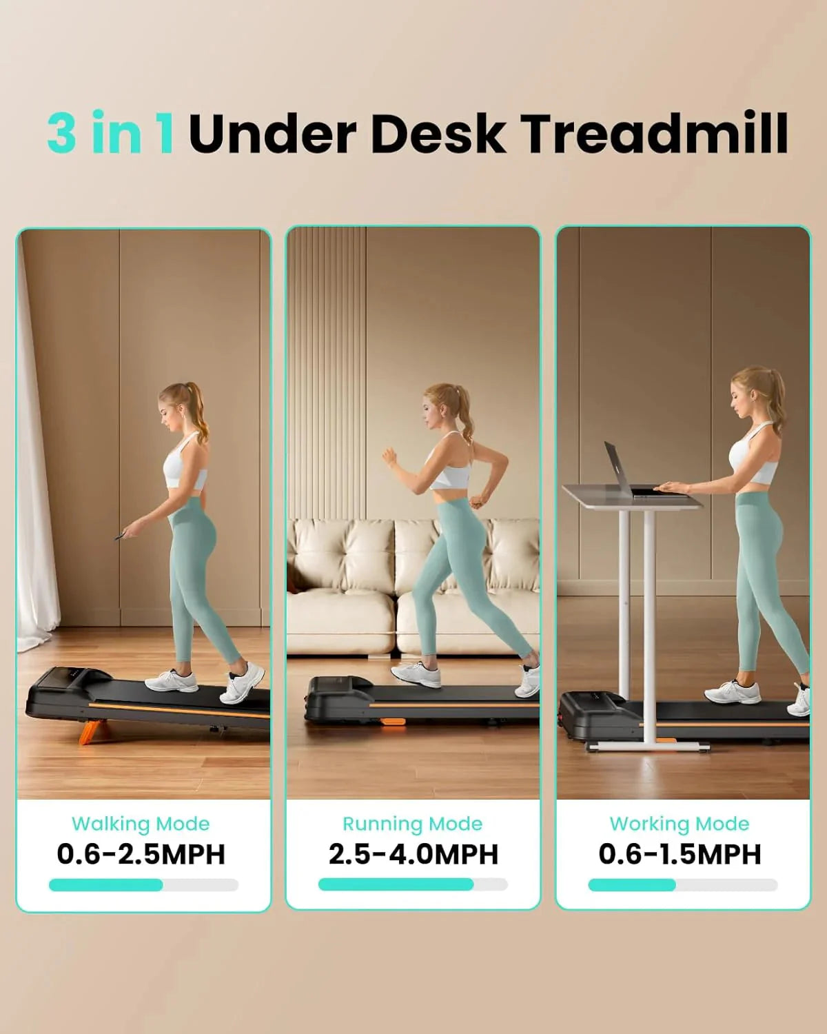 Walking Pad, Under Desk Treadmill with Incline for Home Office 2.5HP Portable Walking Treadmill with 280 Lbs Weight Capacity Walking Machine, Remote Control, LED Display