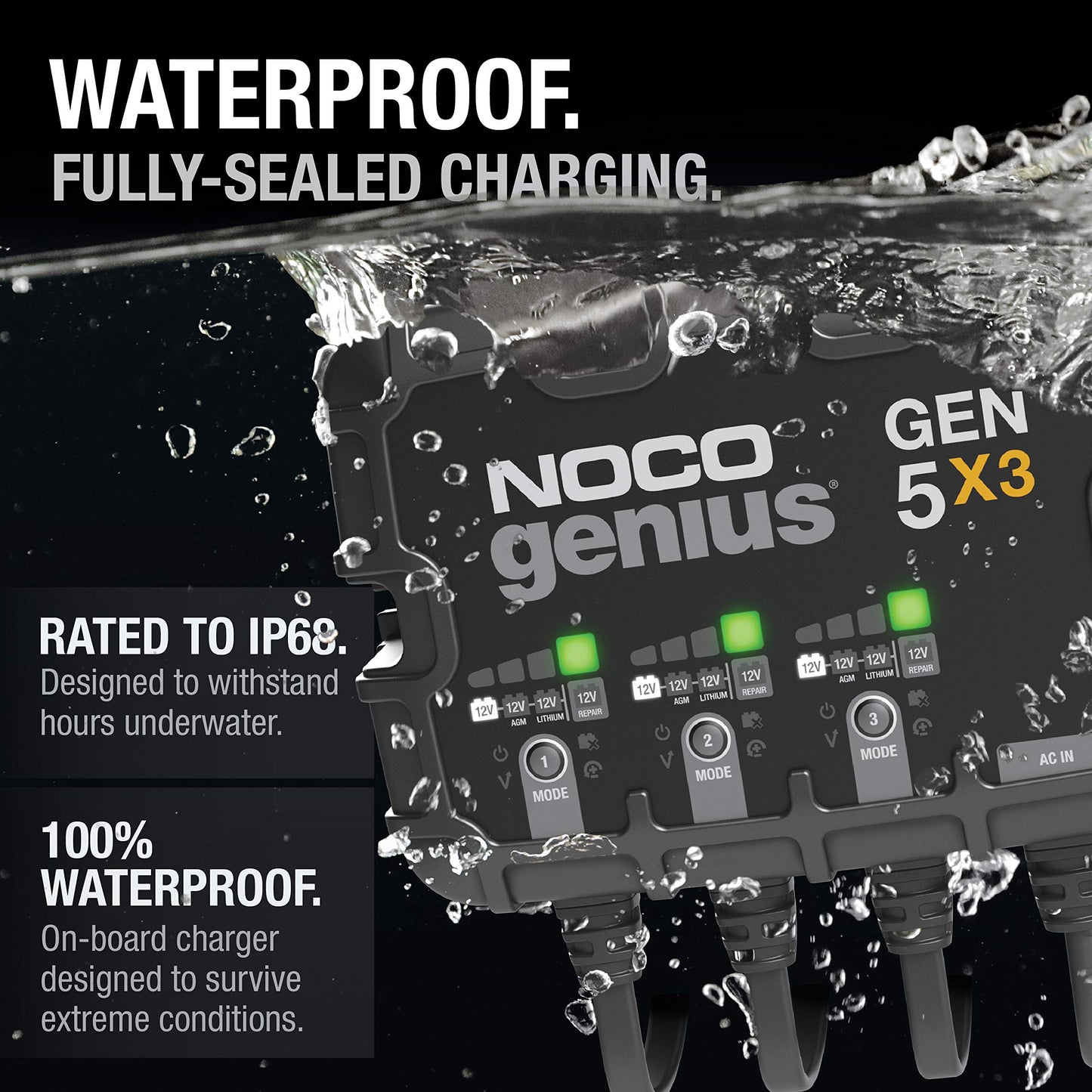 NOCO Genius GEN5X3: 3-Bank 15A Marine Battery Charger
