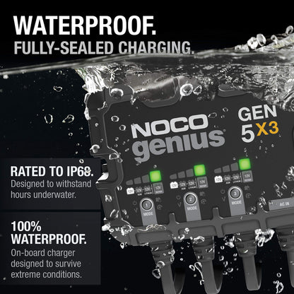 NOCO Genius GEN5X3: 3-Bank 15A Marine Battery Charger