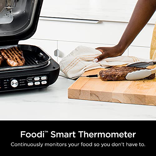 Ninja IG651 Foodi Smart XL Pro 7 in 1 Indoor Grill/Griddle Combo, use Opened or Closed, Air Fry, Dehydrate & More, Pro Power Grate, Flat Top, Crisper, Smart Thermometer, Black: Home & Kitchen