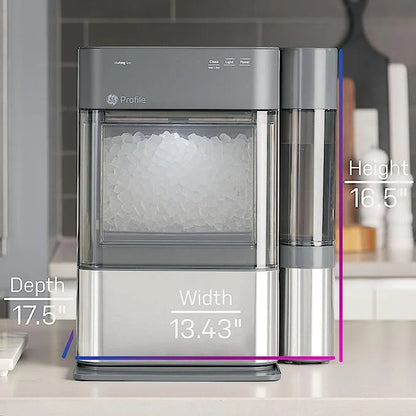 Countertop Nugget Ice Maker with Side Tank | Ice Machine with WiFi Connectivity | Smart Home Kitchen Essentials | Stainless Steel