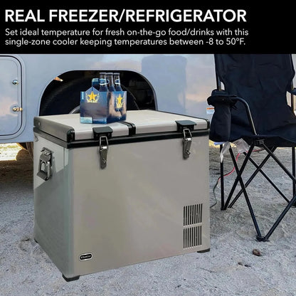 FM-65G 65 Quart Portable Refrigerator and Deep, AC 110V/ DC 12V, Real Chest Freezer for Car, Home, Camping, and RV with-8F to 50F Temperature Range, Gray, One Size