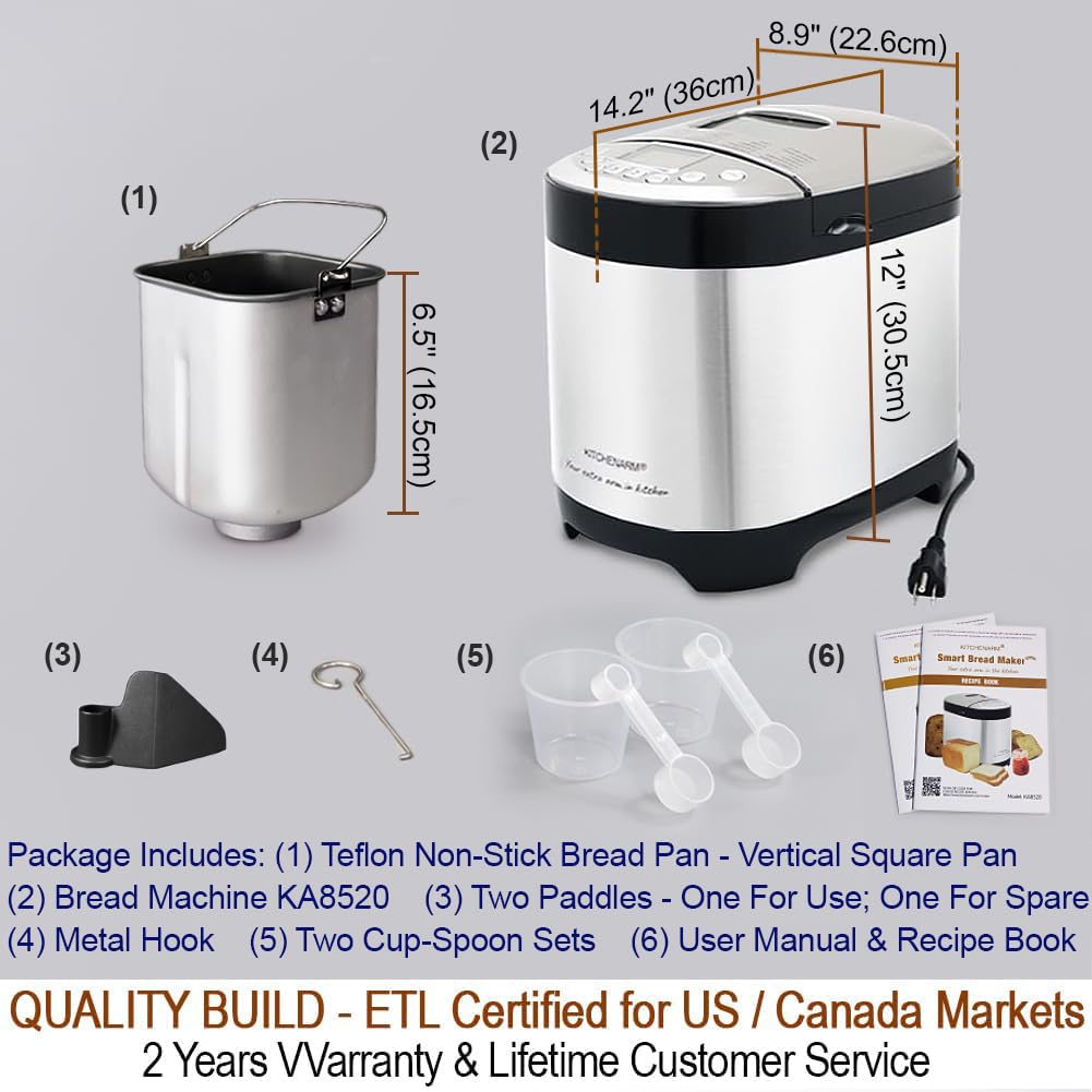 KITCHENARM 29-in-1 Smart Bread Machine with Gluten-Free Setting