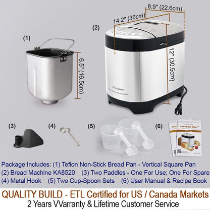 KITCHENARM 29-in-1 Smart Bread Machine with Gluten-Free Setting