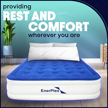 EnerPlex Queen Air Mattress with Built-in Pump - 16 Inch Double Height Inflatable Mattress for Camping