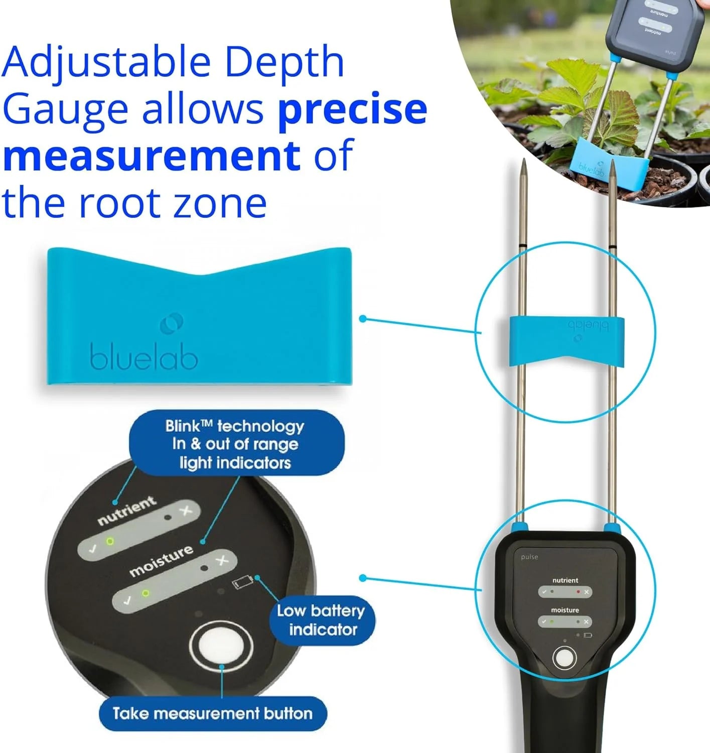 Pulse Meter Water 3-in-1 Moisture/Nutrient (TDS)/Temperature Test Kit for Garden Soil, Coco, and Solution, Ester for Hydroponic System and Indoor Plant Grow, Clear
