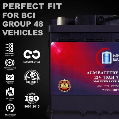 MM-H6 12V 70AH Car Battery, 760 CCA, Group 48, Compatible with Chevrolet Silverado 1500, Long Life, High Discharge Rate