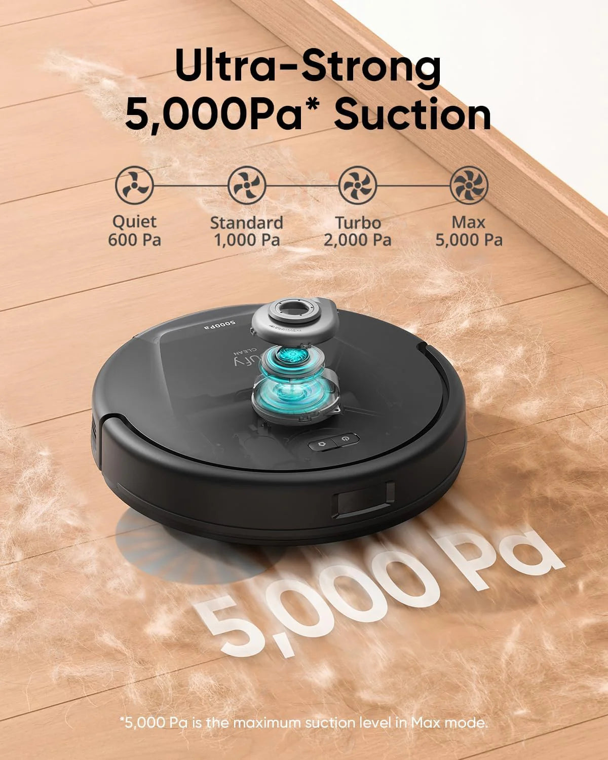 Robot Vacuum, Ultra Strong 5,000 Pa Suction, iPath Laser Navigation, for Deep Floor Cleaning, Ideal for Hair, Hard Floors