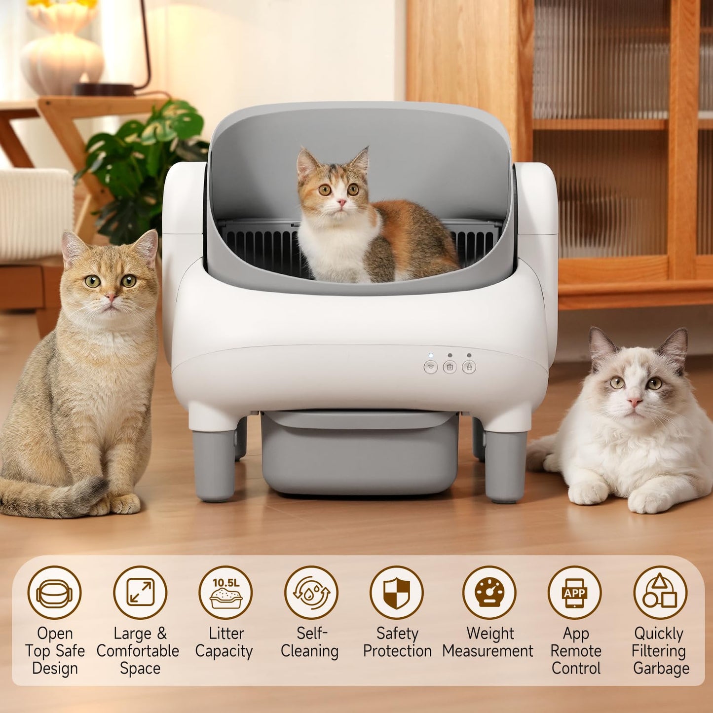 HAZRELA Automatic Cat Litter Box with App Control & Safety