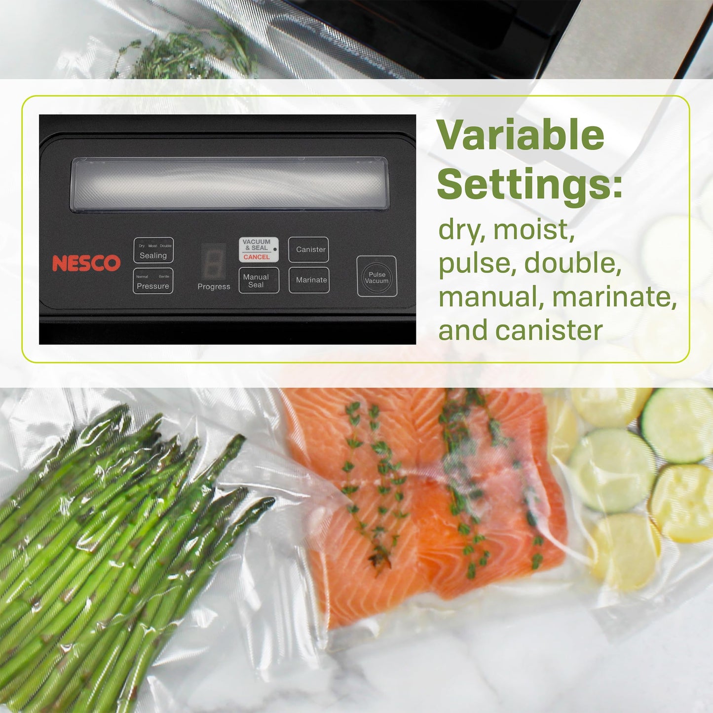 NESCO Deluxe Food VS-12 Vacuum Sealer - Compact Silver Kit