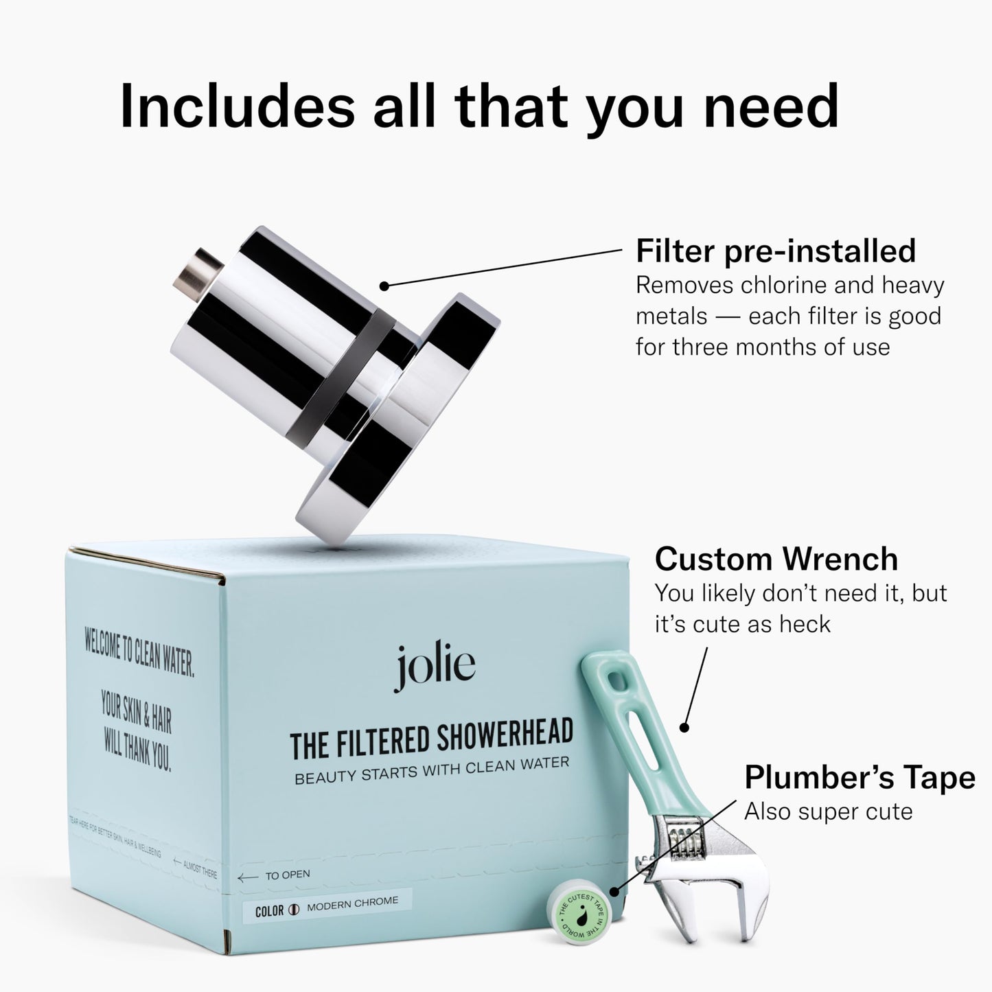 JOLIE SKIN COMPANY Jolie Filtered Showerhead - High Pressure Shower Filter