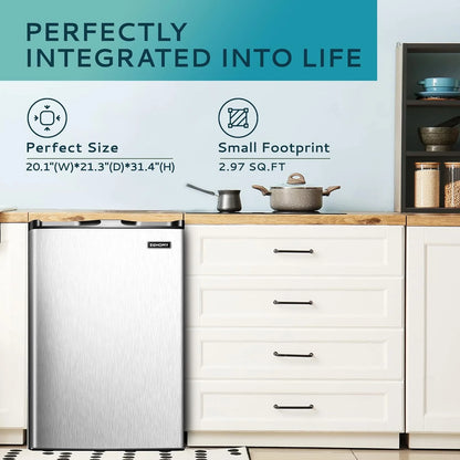 Upright freezer, 3.0 Cubic Feet, Single Door Compact Mini Freezer with Reversible Stainless Steel Door, Small freezer for Home/Dorms/Apartment/Office (Silver)