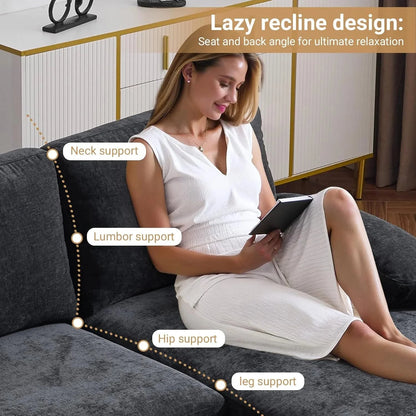 VINGLI 110" Sectional Couches for Living Room,U Shaped Couch with Double Chaise, 4-Seat Sofa Set with Chenille Fabric for Home Furniture,Beige