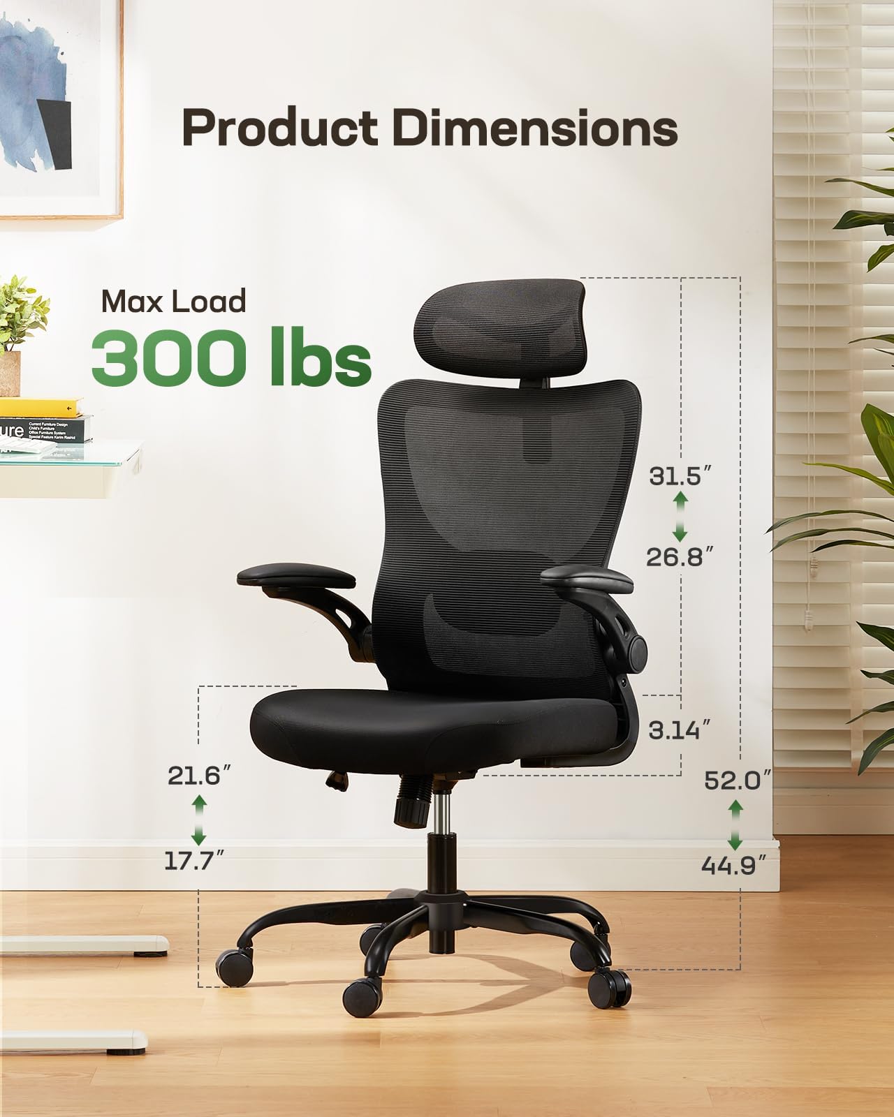 MARSAIL Ergonomic Office Chair with Adjustable Lumbar Support