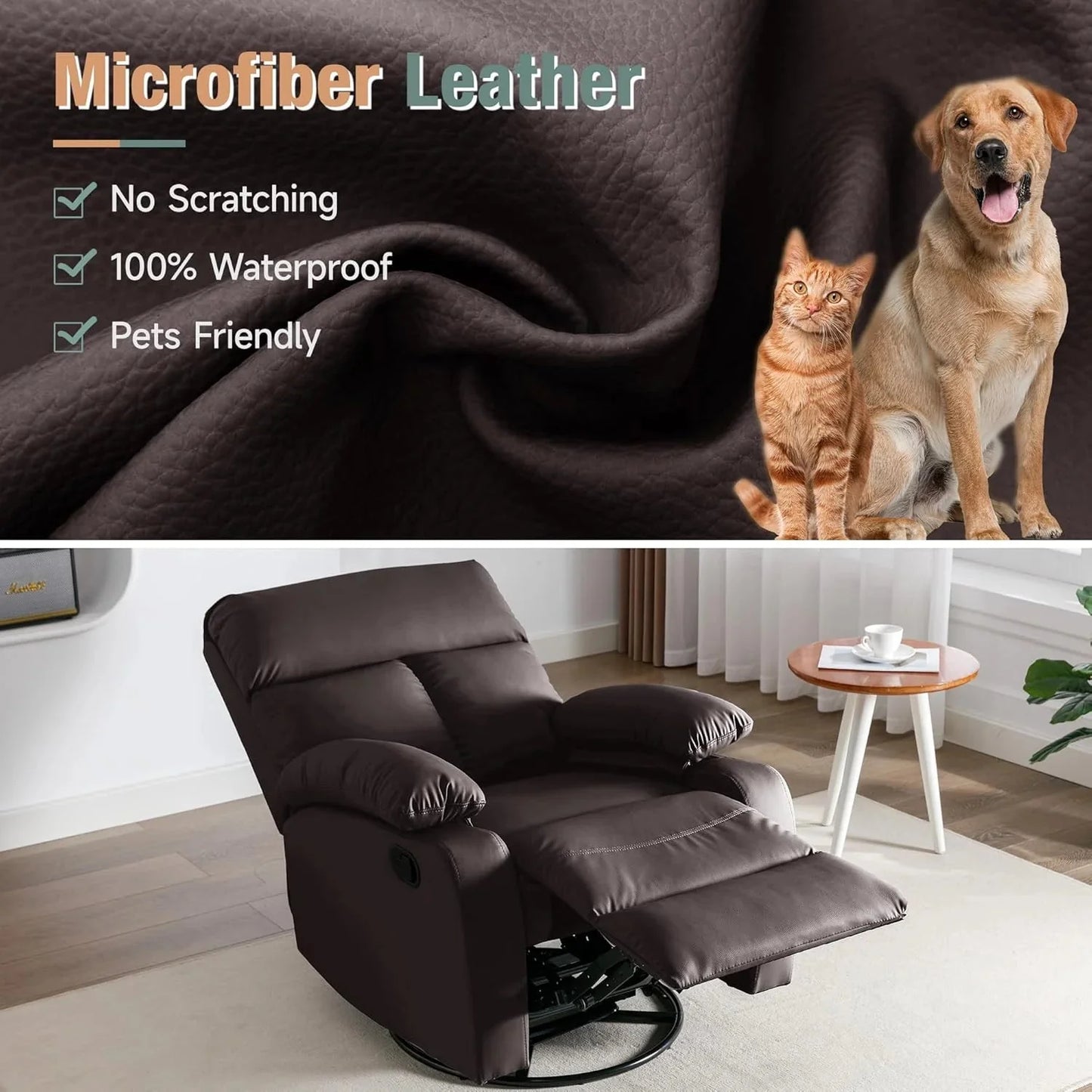 Small Swivel Rocker Recliner Chair for Compact Spaces