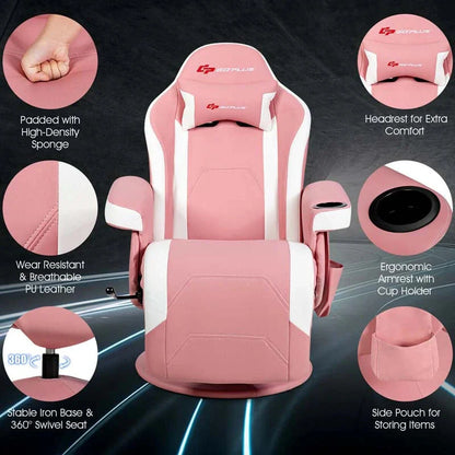 Pu Leather Massage Gaming Chair Ergonomic High Back Racing Style Gaming Recliner With Adjustable Backrest Amp Footrest Cup Holder Side Pouch - Comfortable And Ergonomic Design