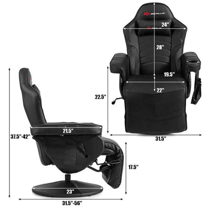 Pu Leather Massage Gaming Chair Ergonomic High Back Racing Style Gaming Recliner With Adjustable Backrest Amp Footrest Cup Holder Side Pouch - Comfortable And Ergonomic Design
