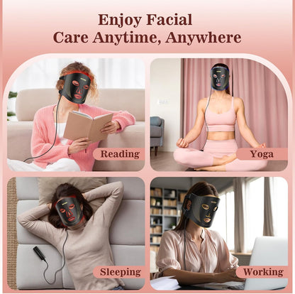 INTEO Red Light Therapy Face Mask - 3 Modes, Portable LED