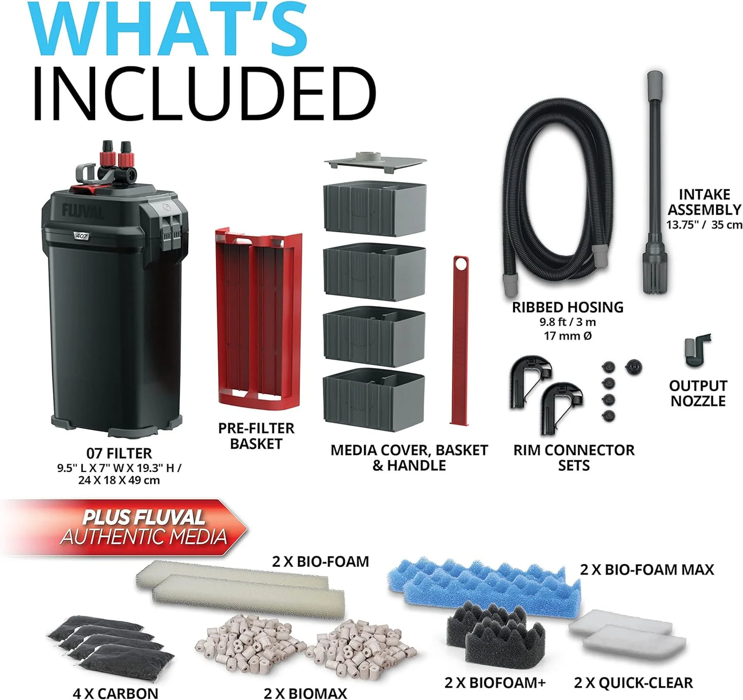 Fluval 407 Perfomance Canister Filter - for Aquariums Up to 100 Gallons - Aquarium Canister Filter