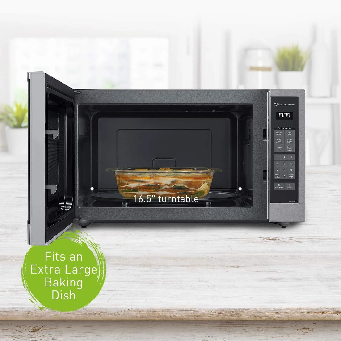 Panasonic Microwave Oven NN-SN966S Stainless Steel Countertop/Built-In with Inverter Technology and Genius Sensor, 2.2 Cubic Foot, 1250W