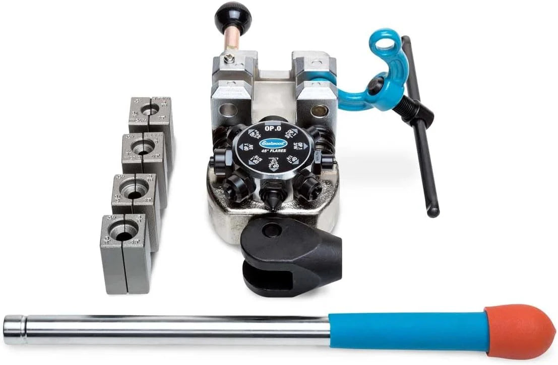 Brake Line Flaring Tool Kit | 45° Degree Single Double & Bubble Brake Tubing Flares | Use with Hydraulic Hose | Ideal for Stainless Steel Tube or Copper Pipe | Inc 4 Split Dies