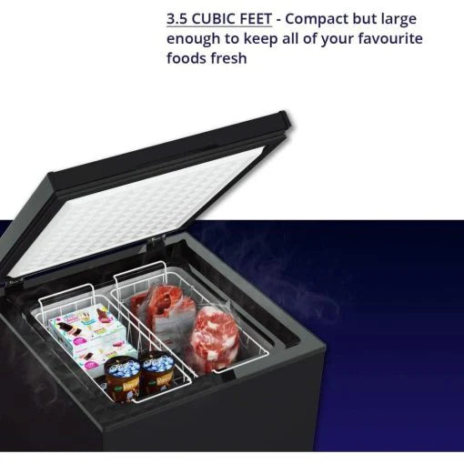 Northair Chest Freezer C 3.5 Cu Ft with 2 Removable Baskets C Reach In Freezer Chest C Quiet Compact Freezer C 7 Temperature Settings C Black