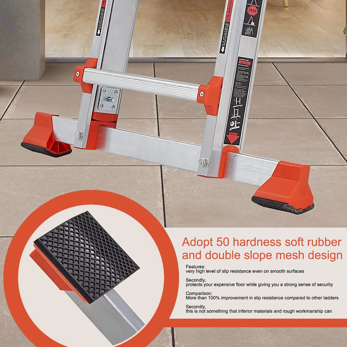 LANBITOU A Frame 4 Step Extension Ladder, 330 lbs Capacity