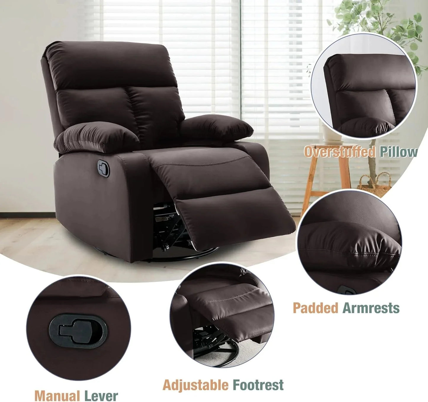 Small Swivel Rocker Recliner Chair for Compact Spaces