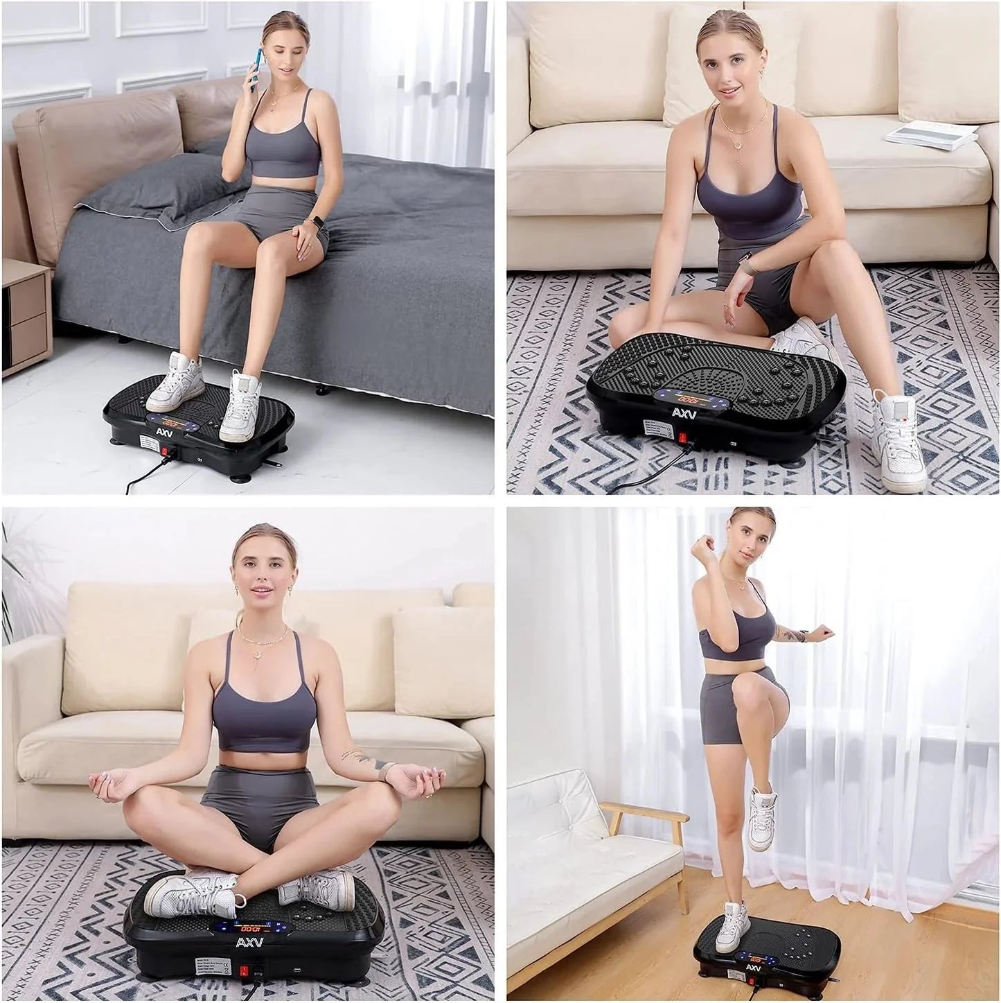 Vibration Plate Fitness Platform Exercise Machine Vibrating Lymphatic Drainage Shaking Full Body Shaker Workout Vibrate Stand Shake Board Sport Gym for Weight Loss Fat Burner for Women Men