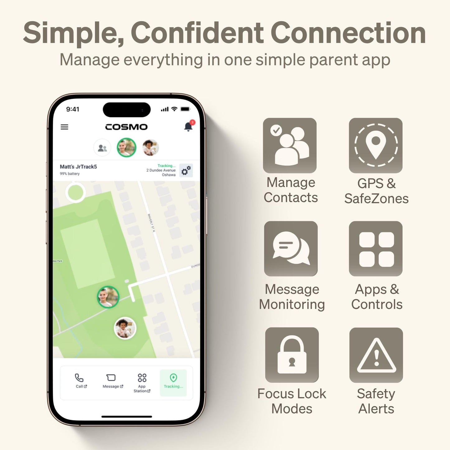 JRTRACK Kids Smart Watch by Cosmo | GPS Tracking & Safety Alerts