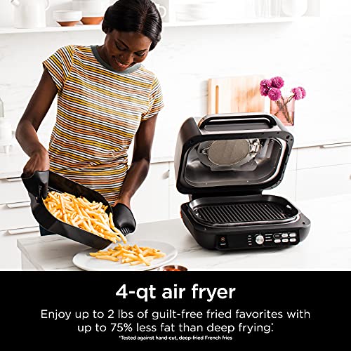 Ninja IG651 Foodi Smart XL Pro 7 in 1 Indoor Grill/Griddle Combo, use Opened or Closed, Air Fry, Dehydrate & More, Pro Power Grate, Flat Top, Crisper, Smart Thermometer, Black: Home & Kitchen