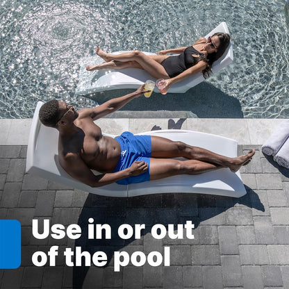 Pool Lounger, Fade-Resistant, Waterproof Patio Furniture, Pool Lounge Chair for Sun Shelf, Use in Pools with Shelves Up to 9-Inches Deep or Outside Pool Deck, Weighted, White