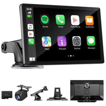 HAUXIY 9" Wireless Apple Carplay Screen with 4K Dash Cam