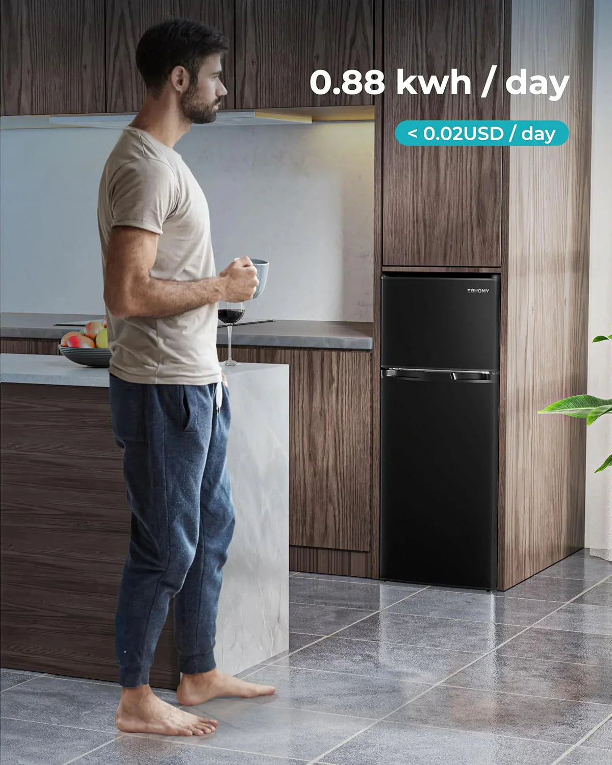 EUHOMY 3.2 Cu.Ft Mini Fridge with Freezer – 2-Door Compact Refrigerator for Bedroom, Dorm, Office or Apartment, Silver