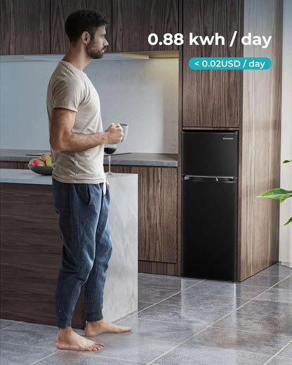 EUHOMY 3.2 Cu.Ft Mini Fridge with Freezer – 2-Door Compact Refrigerator for Bedroom, Dorm, Office or Apartment, Silver