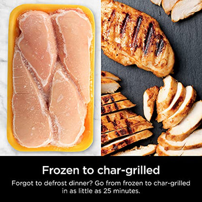 Ninja IG651 Foodi Smart XL Pro 7 in 1 Indoor Grill/Griddle Combo, use Opened or Closed, Air Fry, Dehydrate & More, Pro Power Grate, Flat Top, Crisper, Smart Thermometer, Black: Home & Kitchen