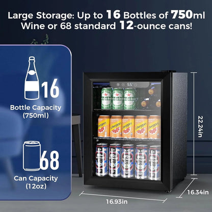 Mini Fridge 130 Can Beverage Refrigerator Cooler, 3.2 Cu.Ft Drink Fridge for Soda Wine Beer, Adjustable Temperature Control for Home Office, Black