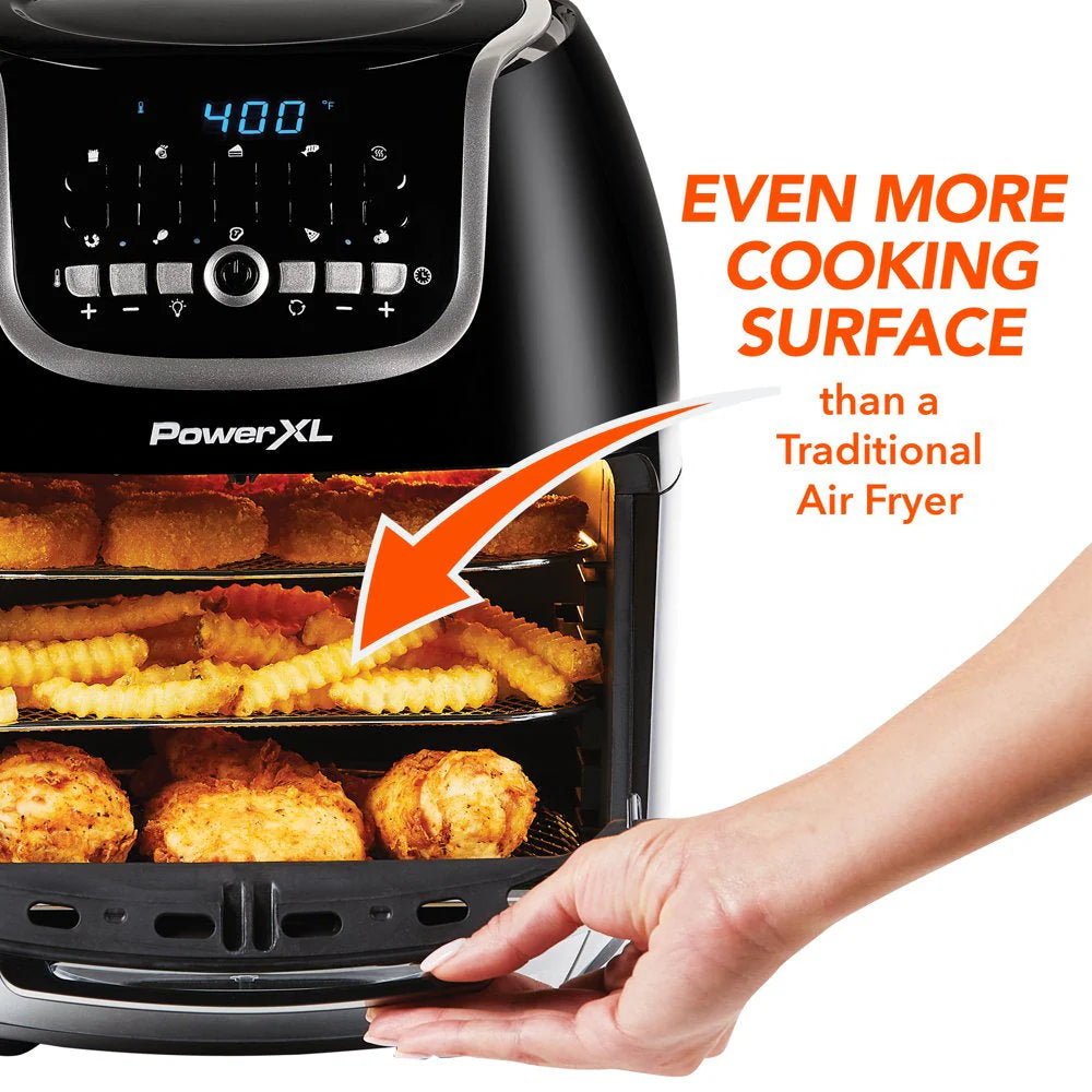 PowerXL Vortex Air Fryer Pro plus 10 Quart Capacity, Black, 1700 Watts