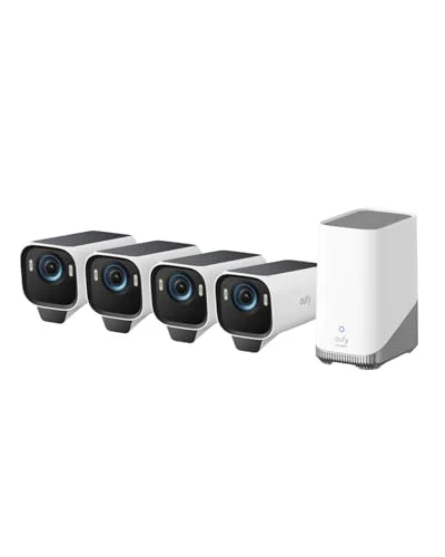 eufy Security eufyCam S3 Pro 4 Cam Kit, Solar Camera Outdoor Wireless, MaxColor Night Vision, 4K Security Camera with Solar Panel, Face Recognition AI, Expandable Local Storage, No Monthly Fee : Electronics