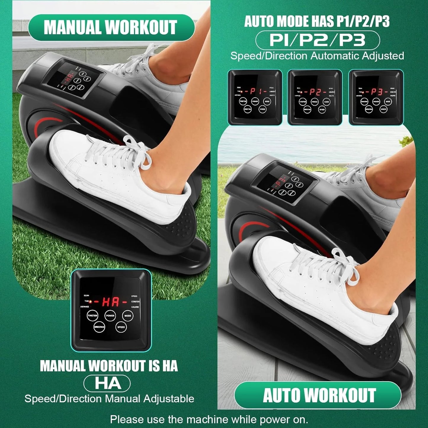 Under Desk Elliptical, Electric Ellipse Leg Exerciser While Sitting for Seniors Adults, Quiet Portable Motorized Seated Foot Pedal Exerciser with Remote Control for Home Office Use
